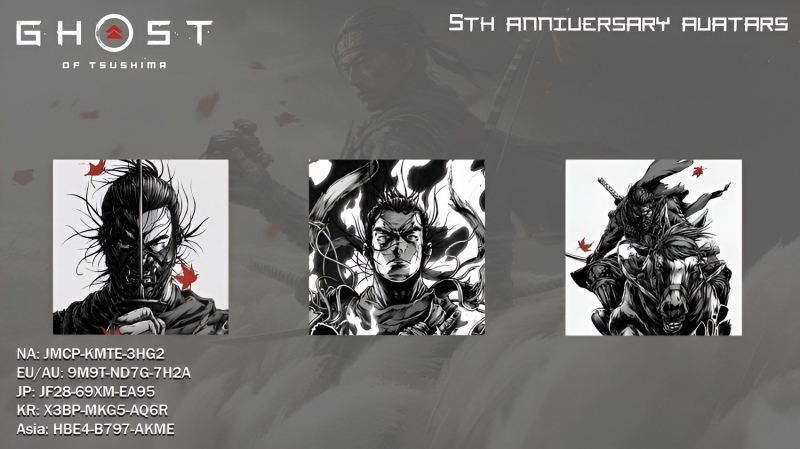 Мелочь, а приятно: Sony дарит всем владельцам PS4 и PS5 бесплатные аватары по Ghost of Tsushima в PS Store